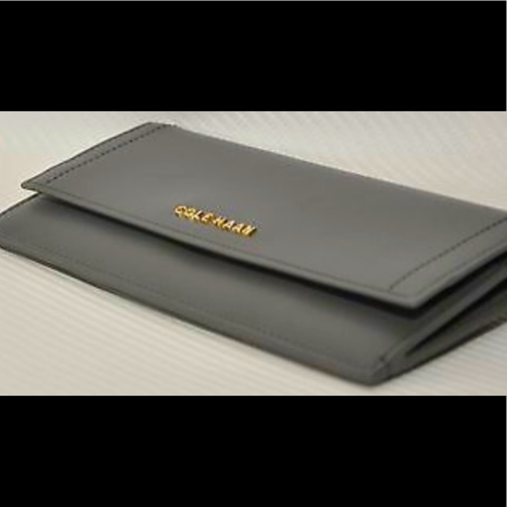 COLE HAAN Vestry Slim Flap Gray Wallet
